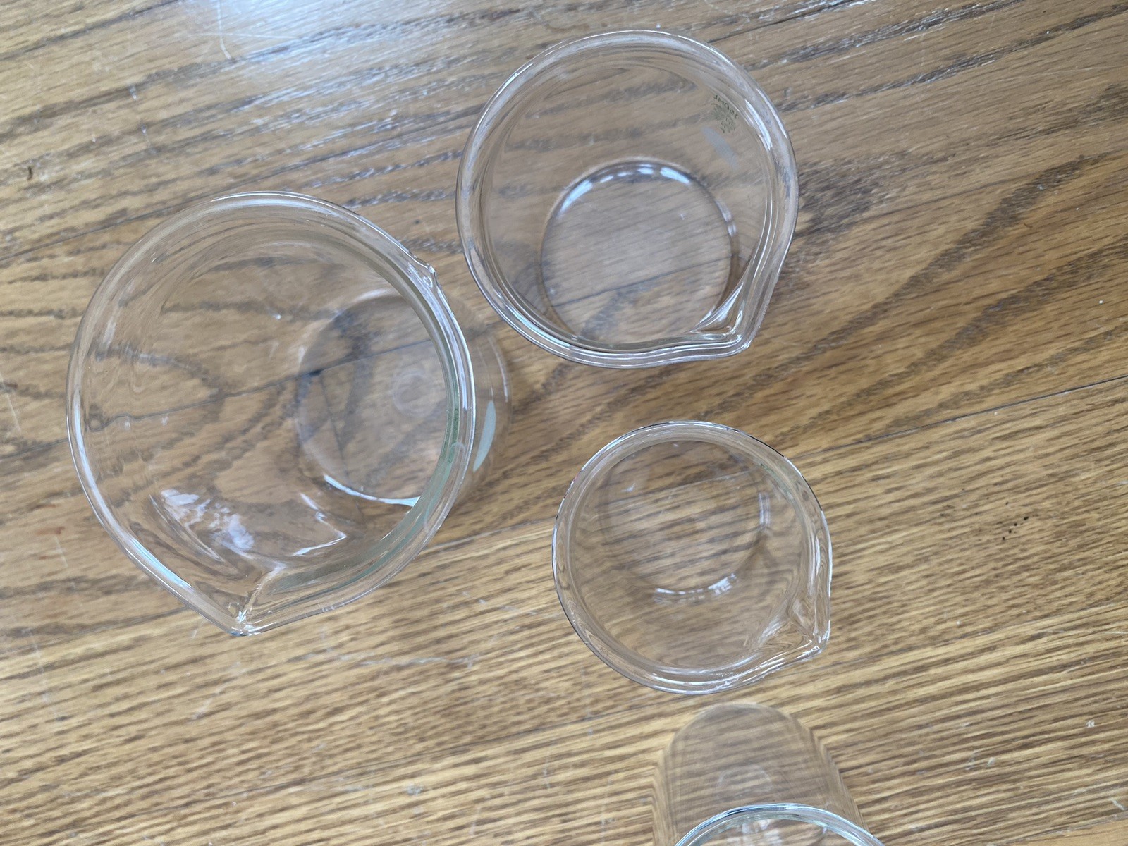 Lot of Vintage MCM Clear Glass Pyrex Low Form Beakers 100ml 150ML 250ML