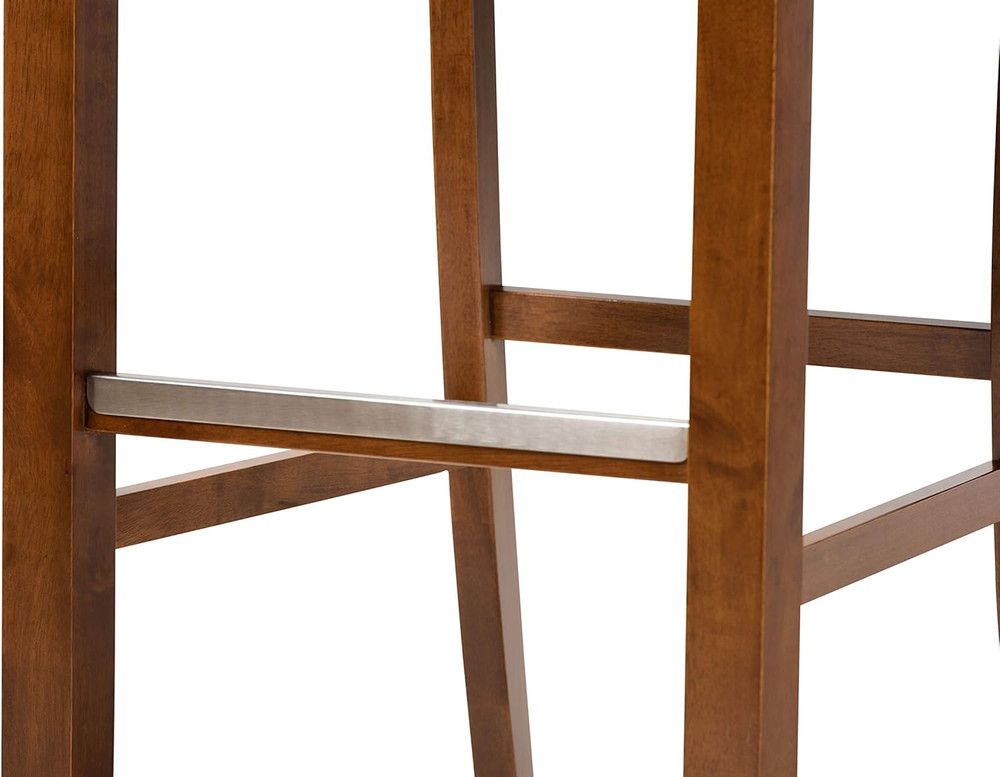 Modern Grey Fabric & Walnut Bar Stool Set - 2-Piece Design
