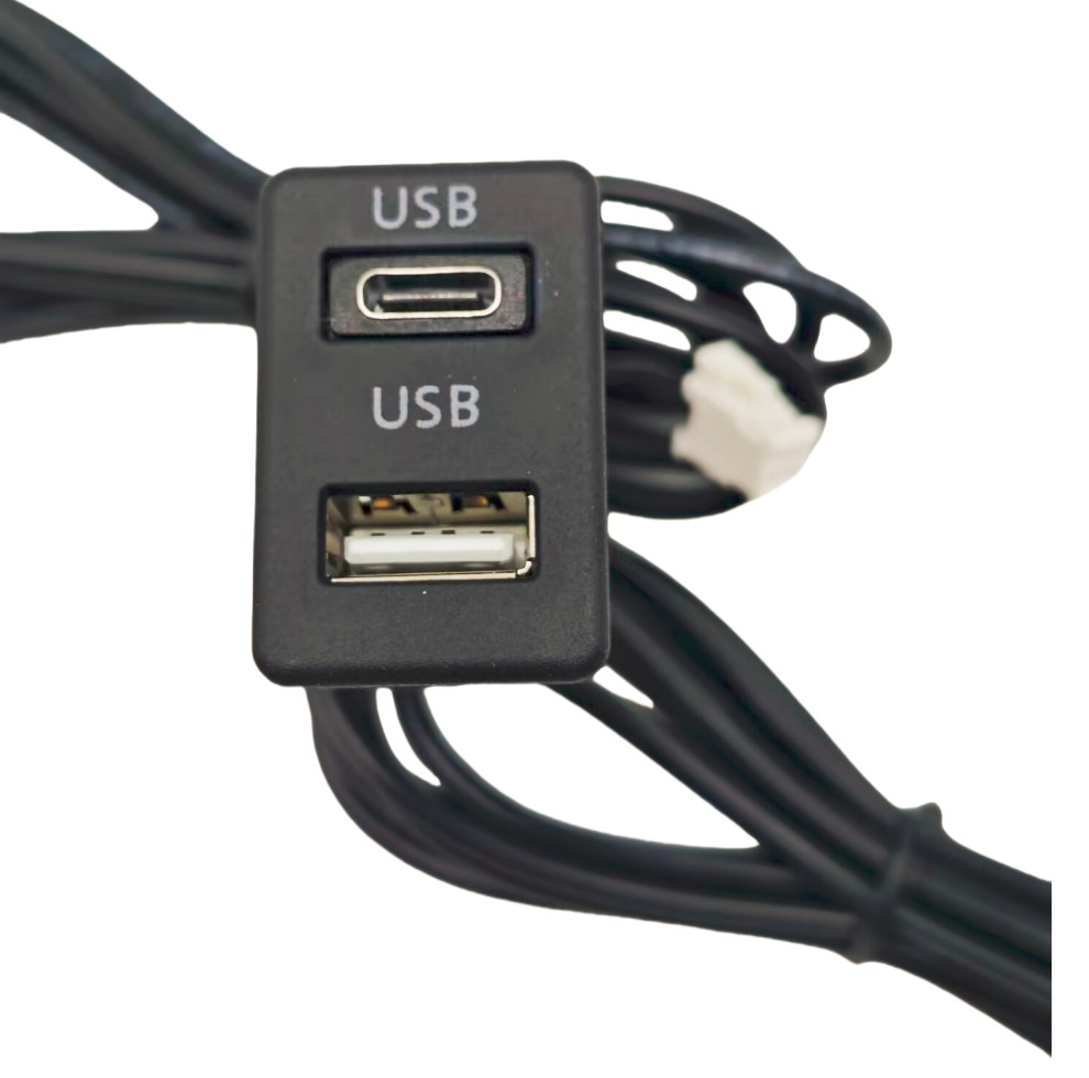 2 USB Car Panel Interface Extension Cable Adapter For Dash Flush Mount 145cm