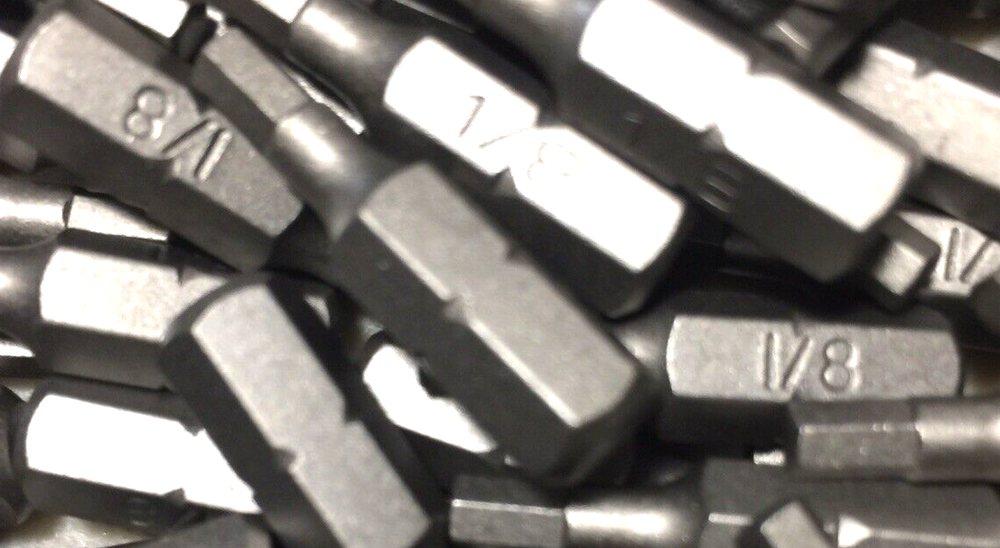[50] S2 1/8" HEX x 1" x 1/4" SCREW DRIVER BITS HEX KEY INSERT- 50 BITS