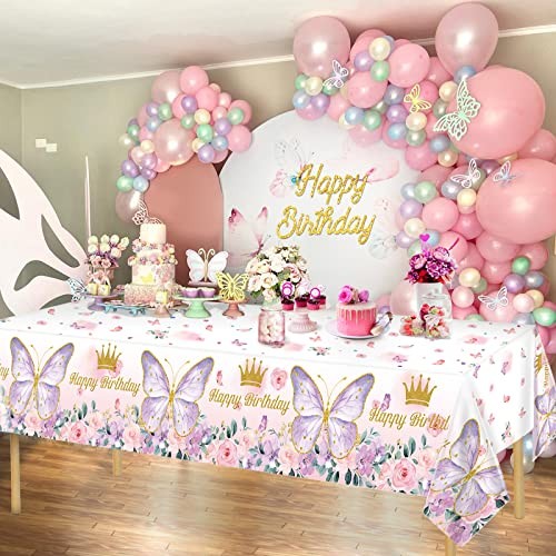 3 Pieces Butterfly Birthday Tablecloths Happy Birthday Tablecloth Rectangular