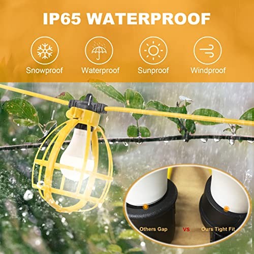100FT Construction String Lights, 100W 11 Bulbs Work Lights with 100 FT -cover