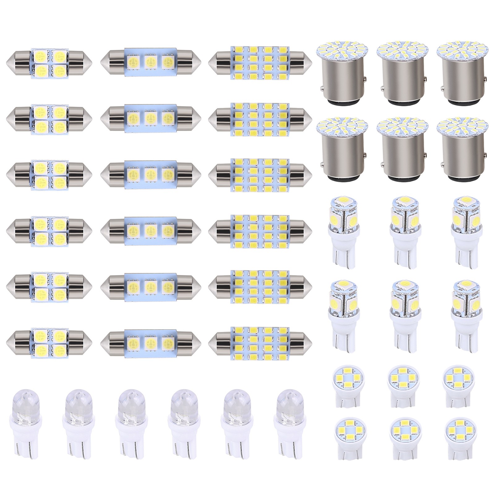 Car Interior Combo LED Map Dome Door Trunk License Plate Light Bulbs White 42PCS