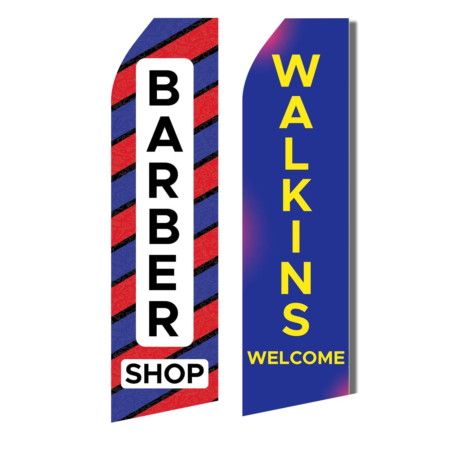 Barber Shop Walk-Ins Welcome King Flags – Pack of 2 | 3 ft x 11.5 ft Outdo