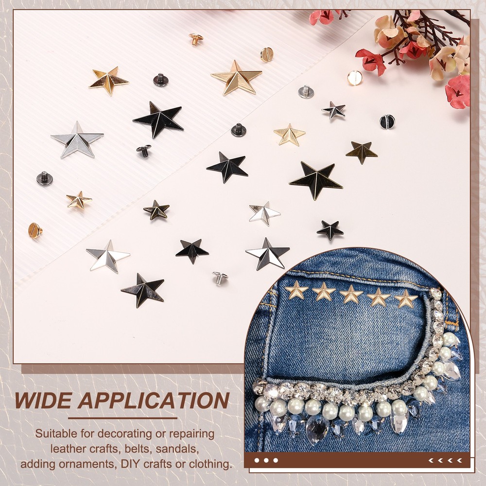 26mm Star Rivets, 25 Sets Leather Rivets Rapid Studs Rivet, Black