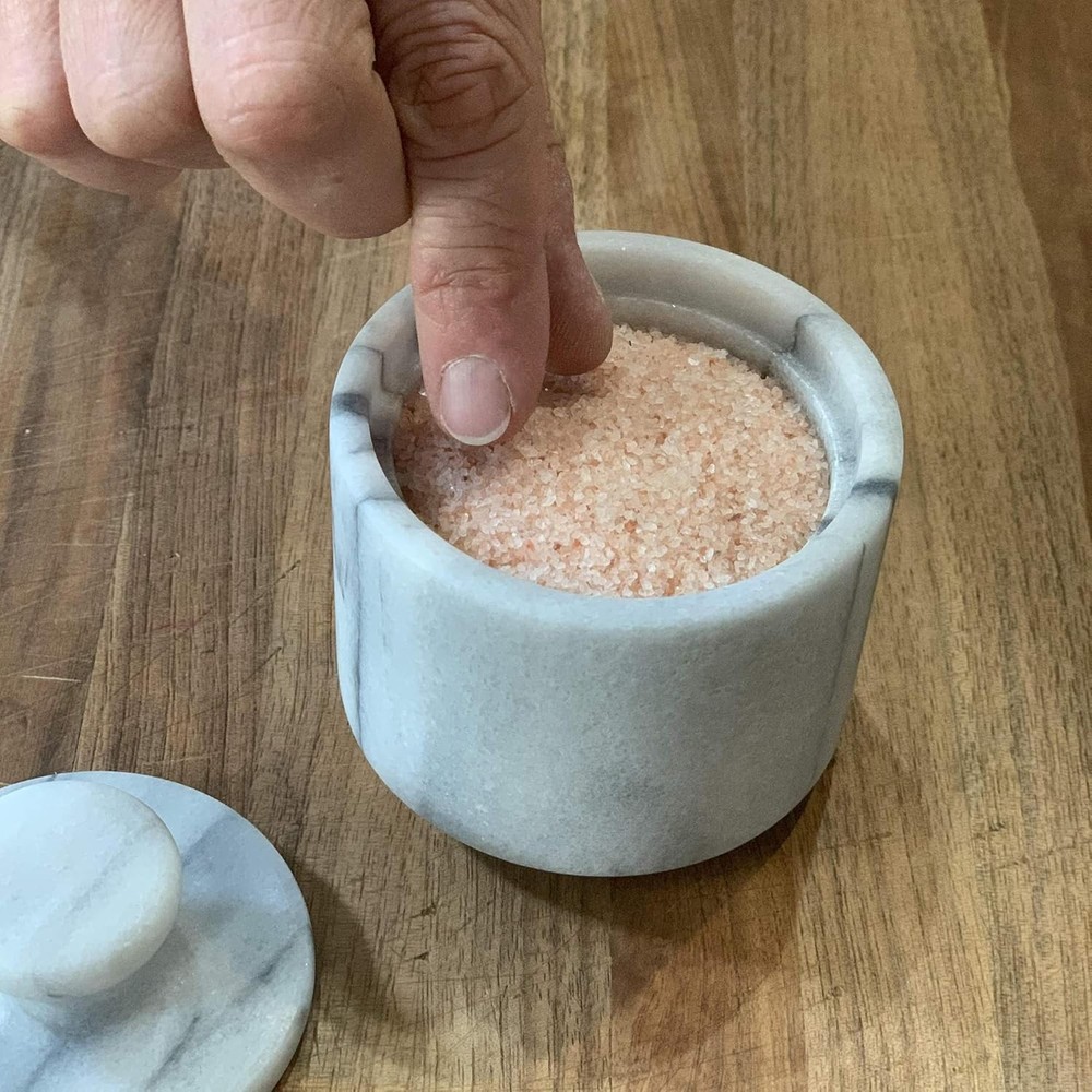 Marble Salt Cellar, White 3" x 3"