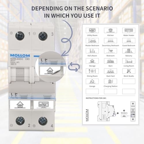 DC 2 Pole Miniature Circuit Breaker, 1000Vmps, C40 Scene Visualization 40A