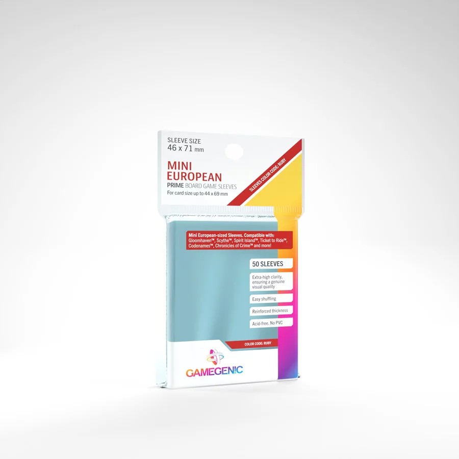 MINI EUROPEAN PRIME BOARD GAME SLEEVES Clear (50 count) Code Ruby | Gamegenic