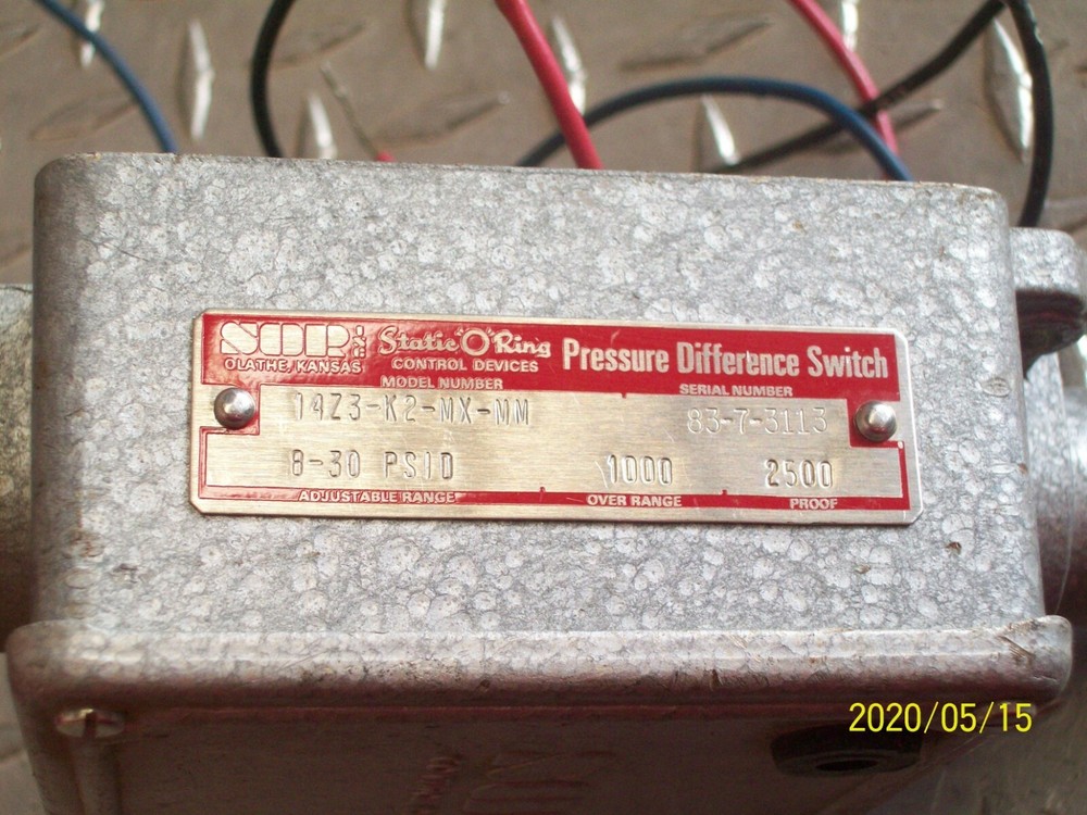 SOR 14Z3-K2-MX-MM 8-30 PRESSURE DIFFERENCE SWITCH STATIC "O" RING 8-30 PSID