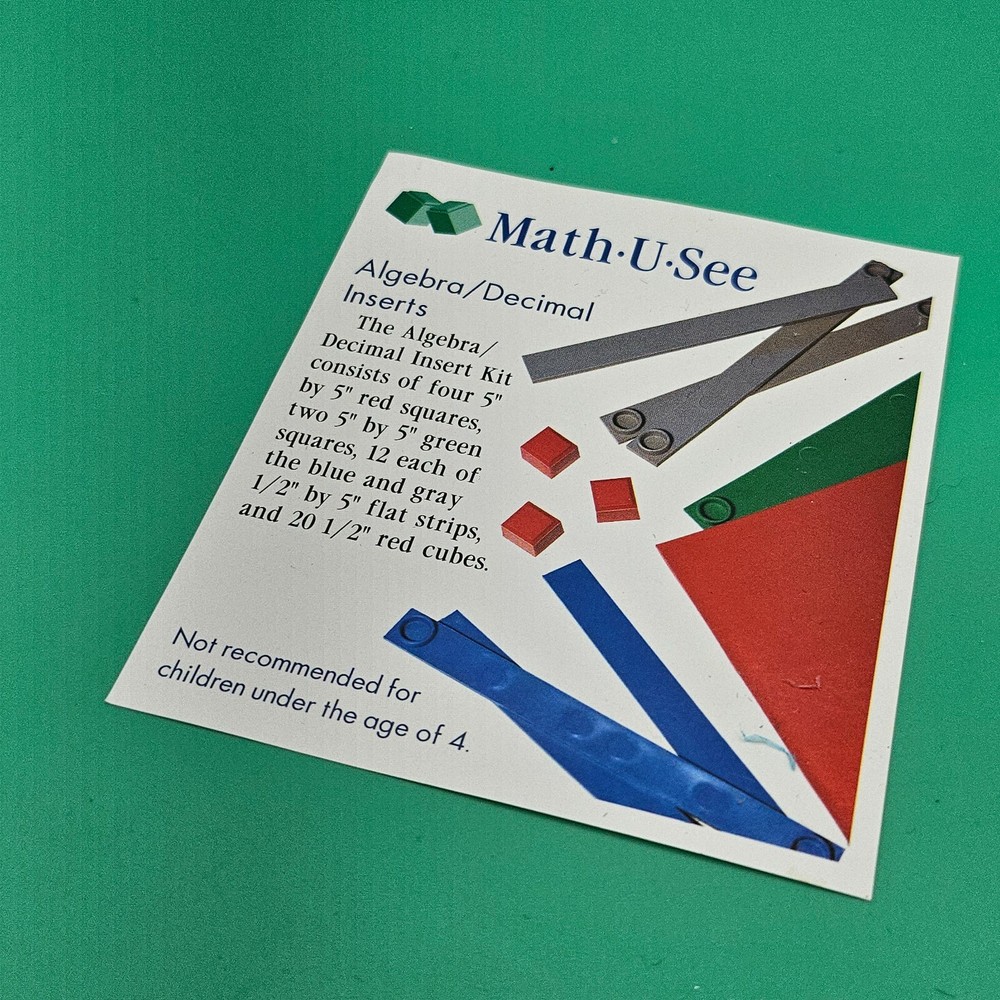 Math U See Manipulatives Algebra Decimal Insert Kit Integer Block Homeschool