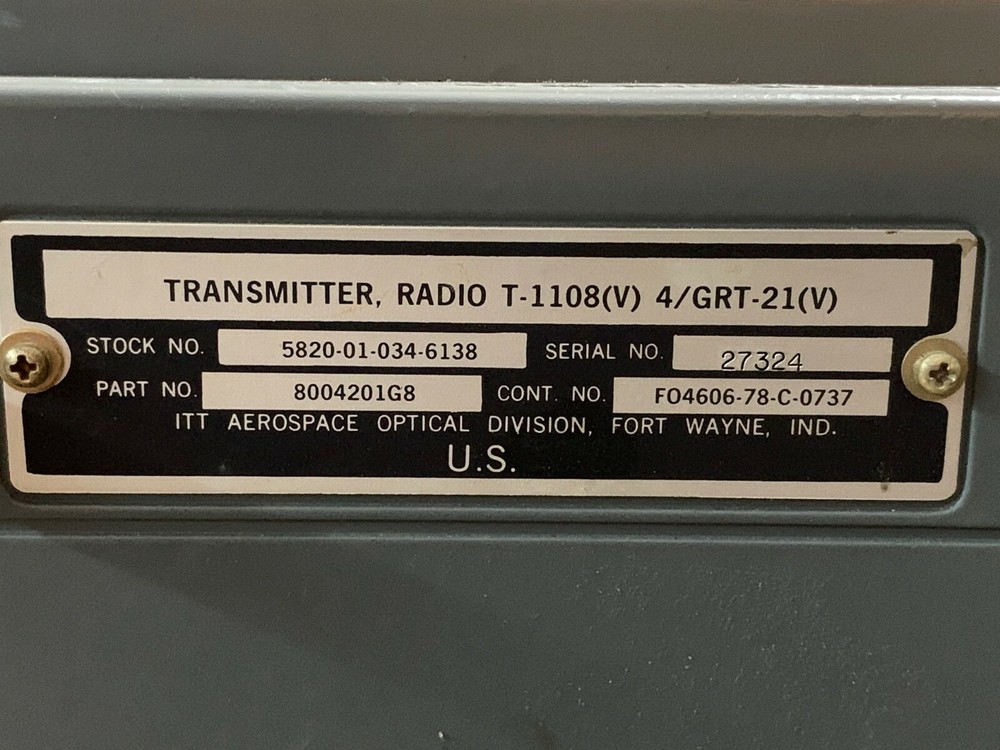 ITT Aerospace Optical Division T-1108(V) 4/GRT-21(V) Radio Transmitter 8004201G8