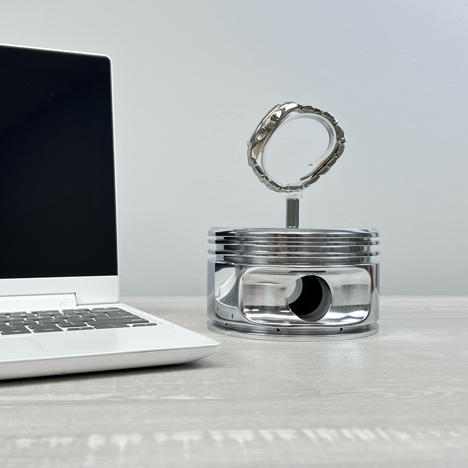 Jacobs Radial Engine WWII Airplane Polished Piston Pilots Watch Display Stand