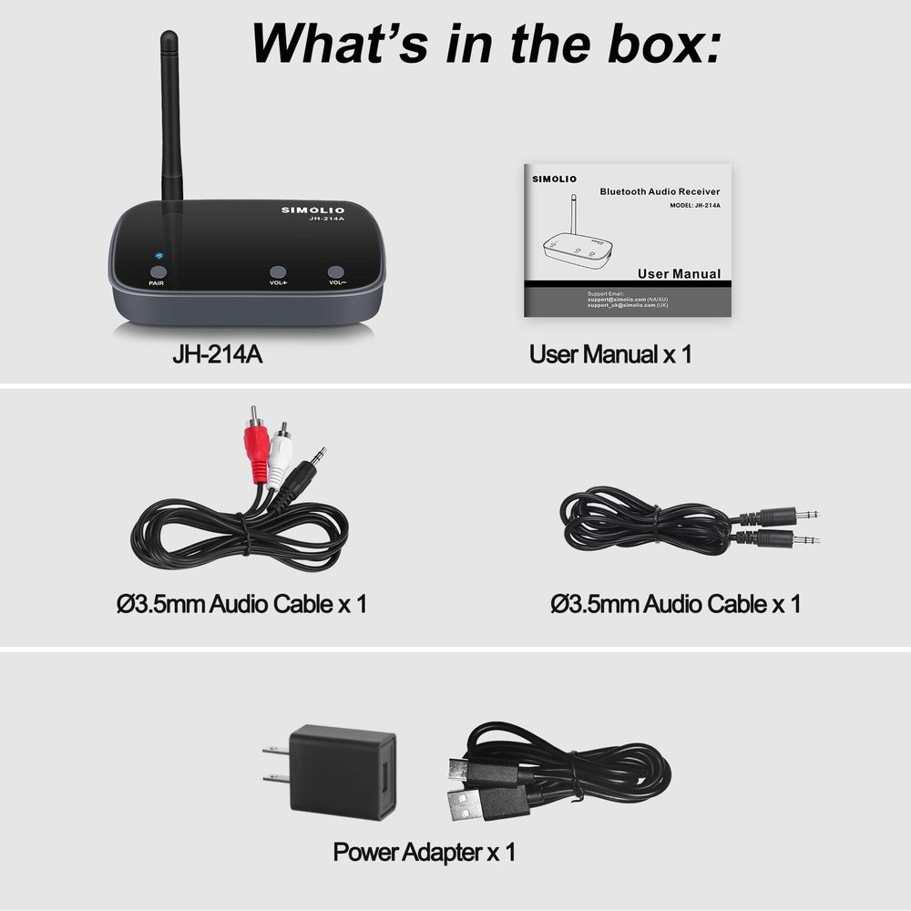 Long Range Bluetooth Audio Adapter, HiFi Wireless Adapter for Home Stereo/Wir...