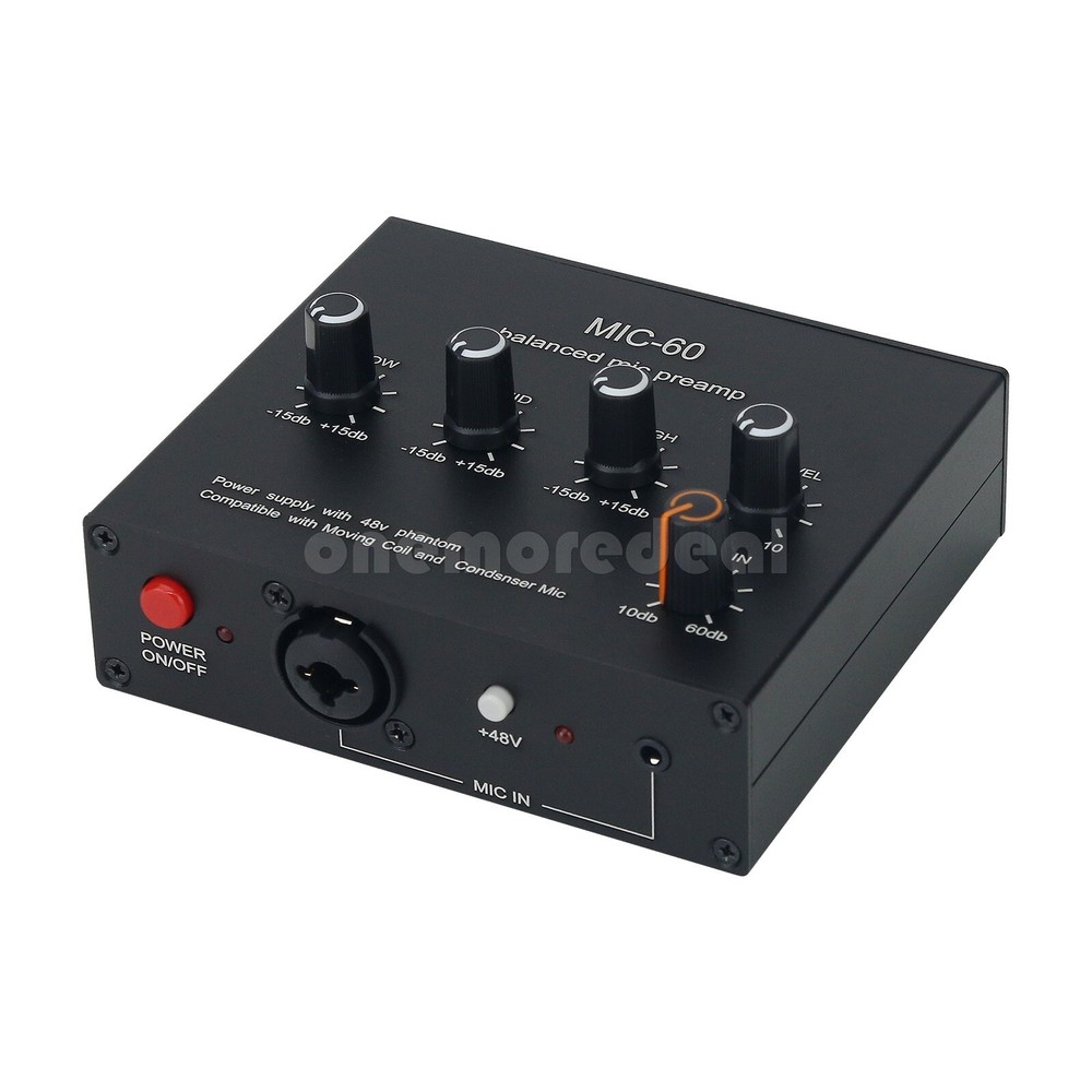 MIC-60 Balanced Mic Preamp Built-in 48V Phantom Power Supply Dynamic Micro Amp