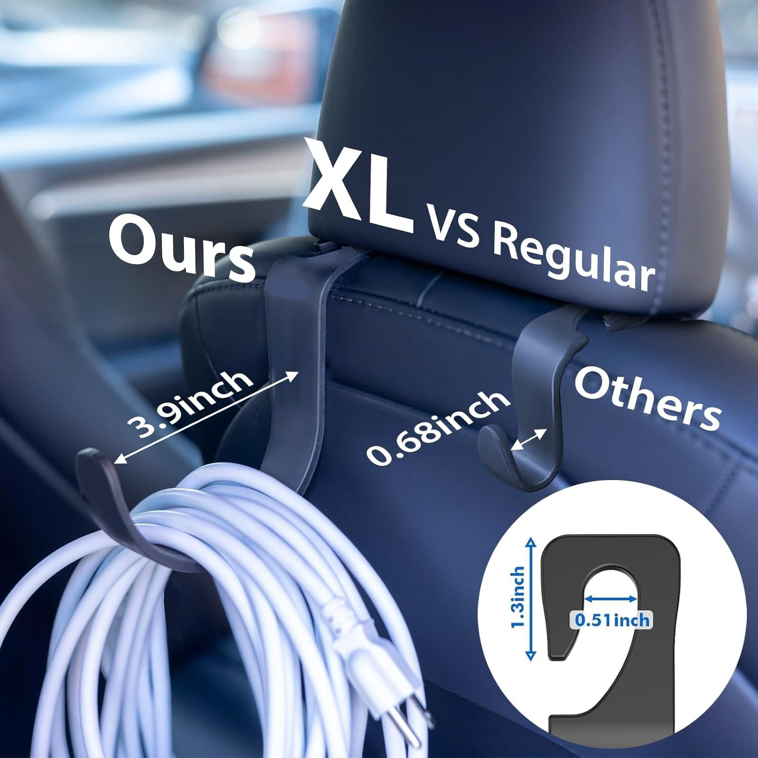 XL Hard Hat Holder for Truck Seat – Heavy-Duty Headrest Hooks, Hardhat Buddy Han