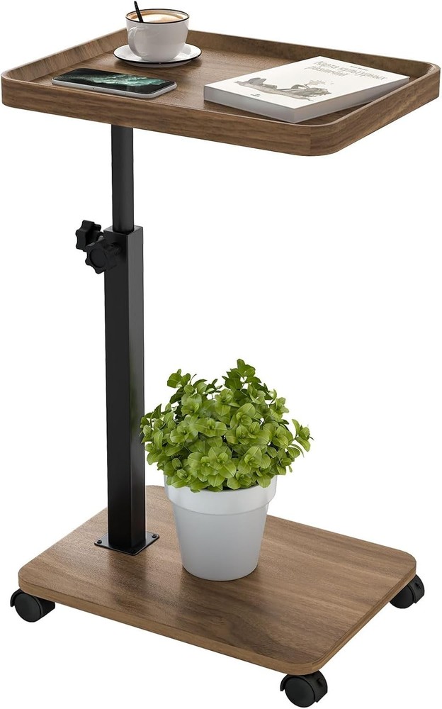 End Table TV Tray Table Adjustable Height Small Spaces 360°Swivel Side Table