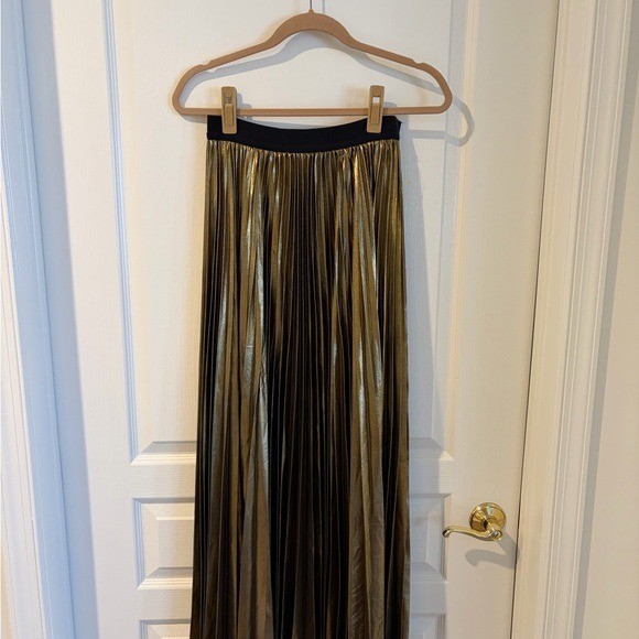 BCBGMaxAzria Metallic Gold Maxi Skirt