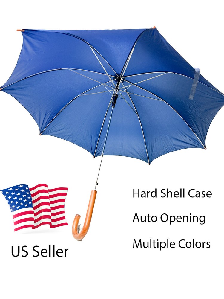 (2 Pack) Medium Umbrella with Auto Open & Hard Shell Case