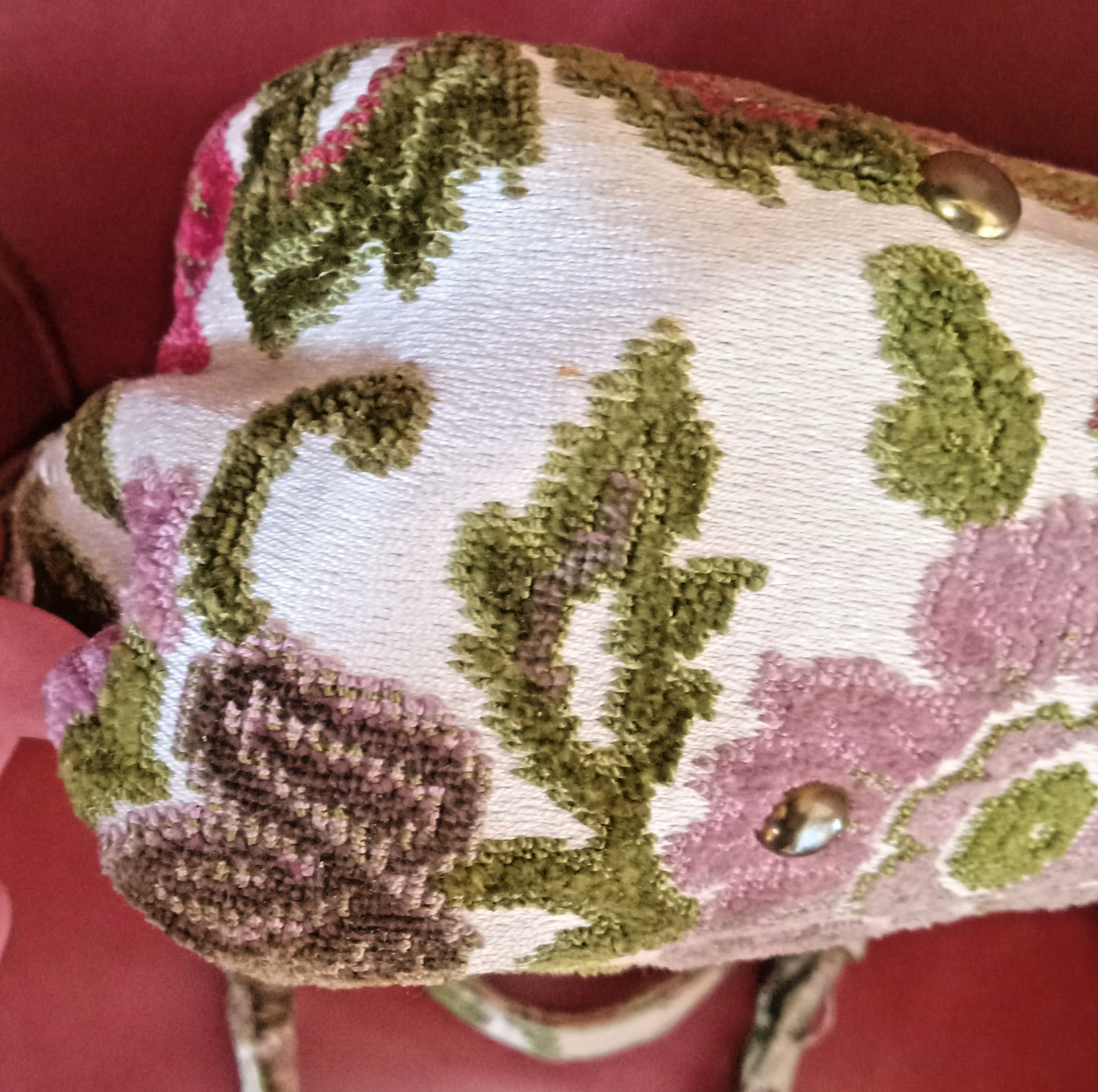 VTG MCM ETRA Fabric Textile Carpet Bag Metal Frame Handbag Floral Purse 50s-60s