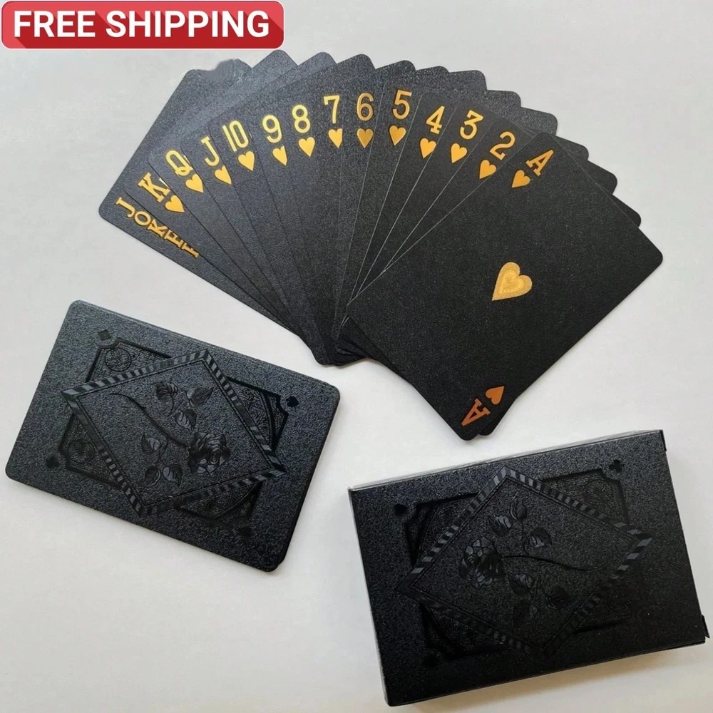 Diamond Waterproof Black Golden Cards Plastic Poker Playing HD Deck of Cards**