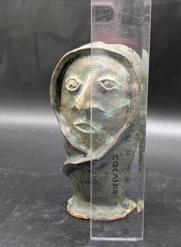 Handmade Studio Pottery Glazed Ceramic Expressive Face Sculpture - "Lars"