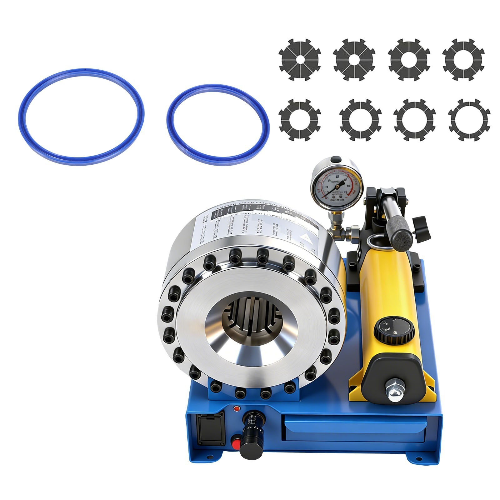 5600KN Hydraulic Hose Crimper Pipe Clamping Machine w/8 Sets Dies 10mm-30mm