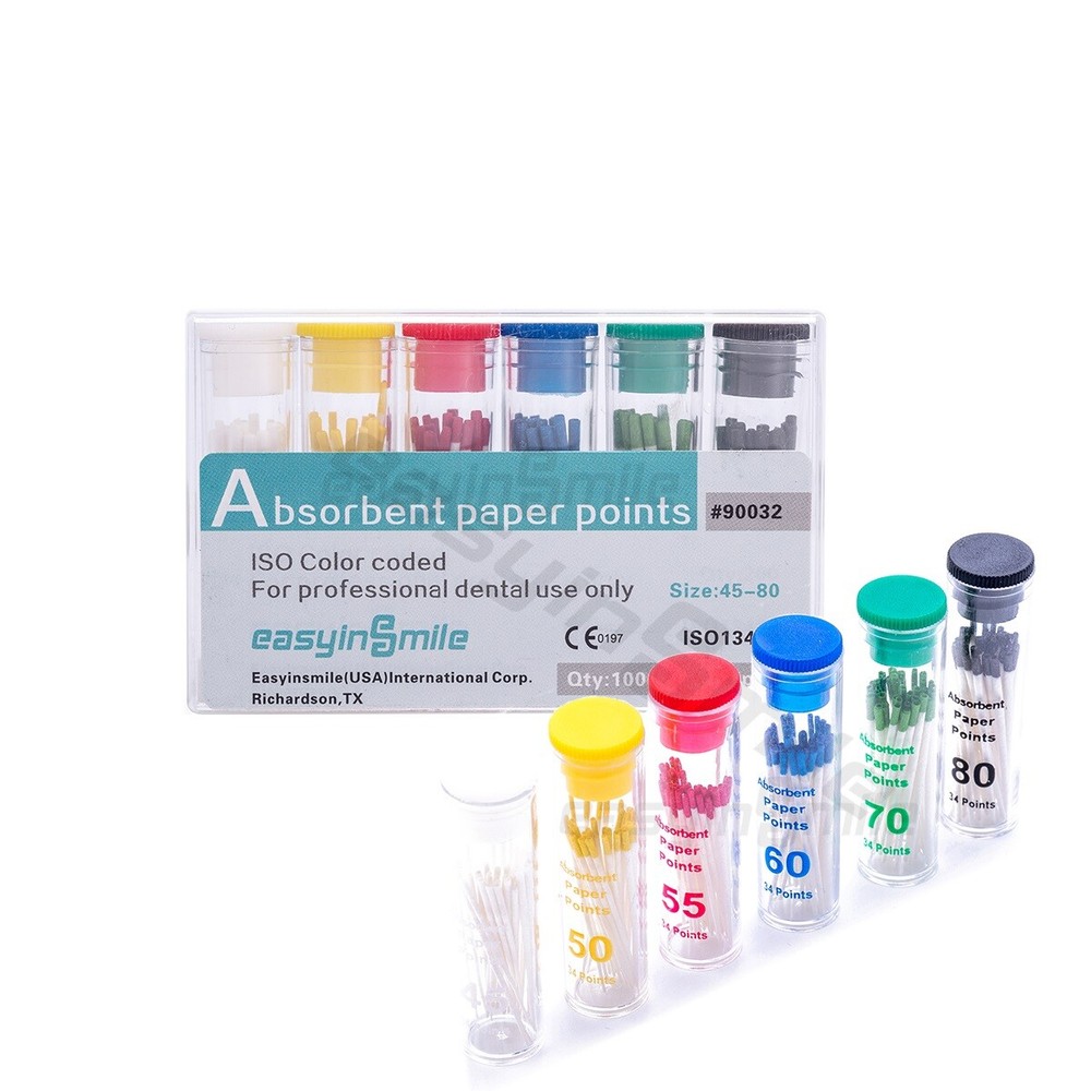 Dental Endodontic Absorbent Paper Points Assorted Color Coded .02/.04/.06 Taper