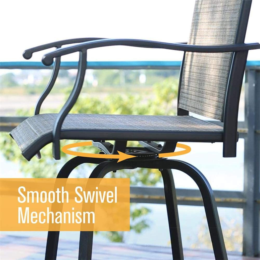 Patio Bar Stools Set of 4 Swivel Barstools Bar Height Chair Outdoor Dining Chair