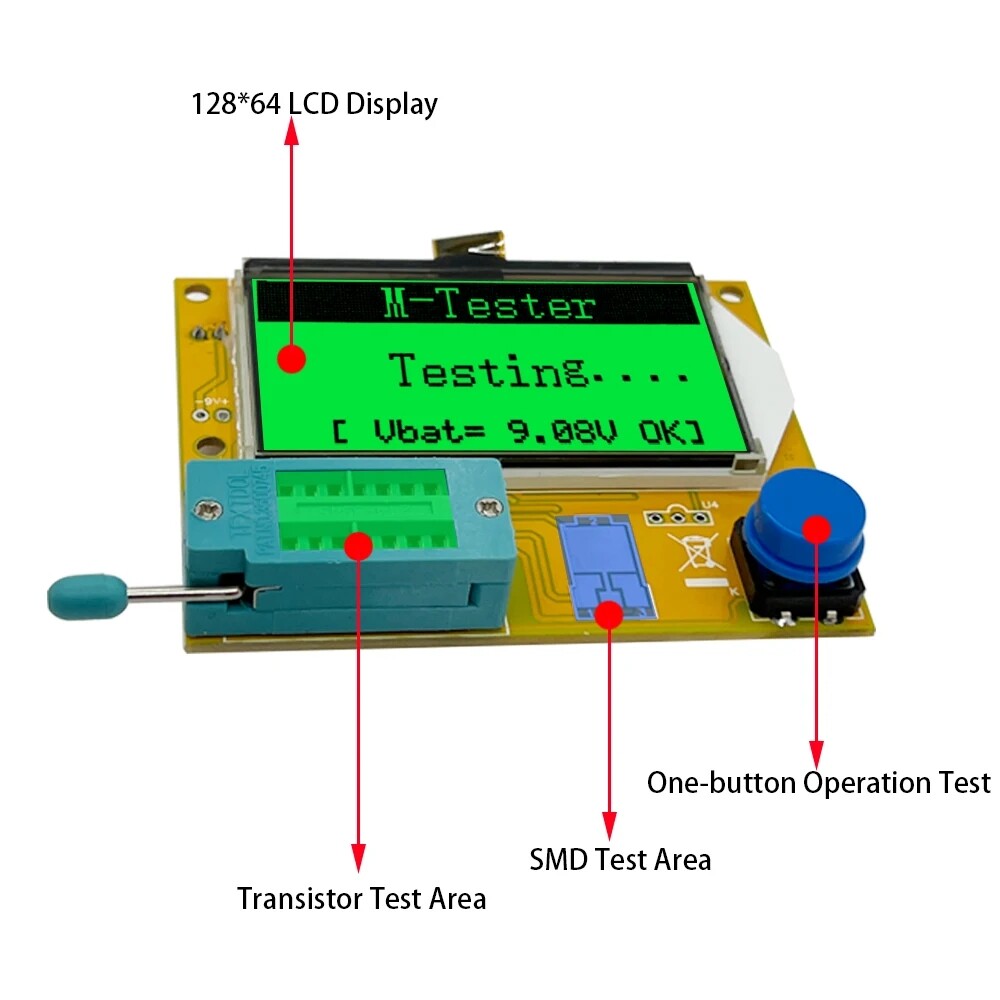 Digital Component Tester Transistor Resistor Inductor Diode Capacitor ESR Meter