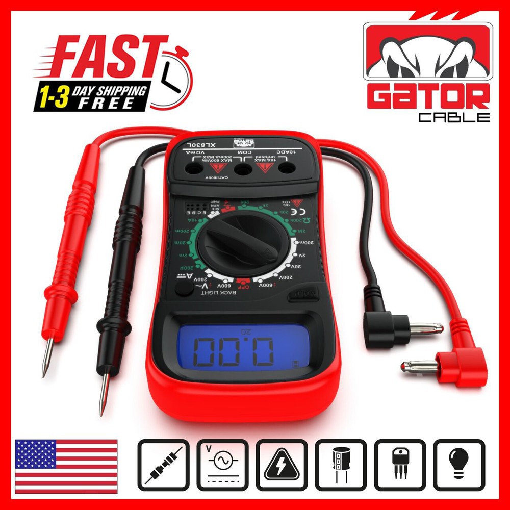 Digital Multimeter AC DC Voltmeter Ammeter Ohmmeter Volt Tester Meter 9V Power