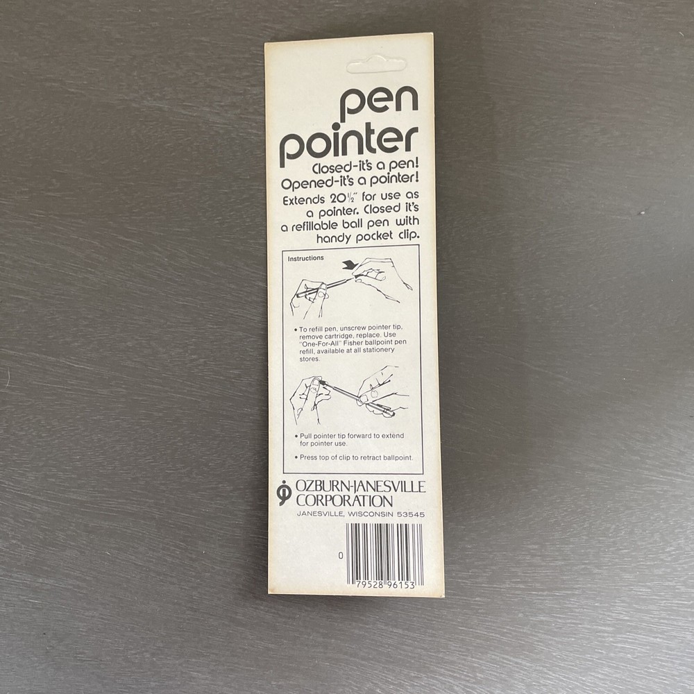Ozburn Janesville Pen Pointer Extending Ball Point Pen Pointer Silver - NOS