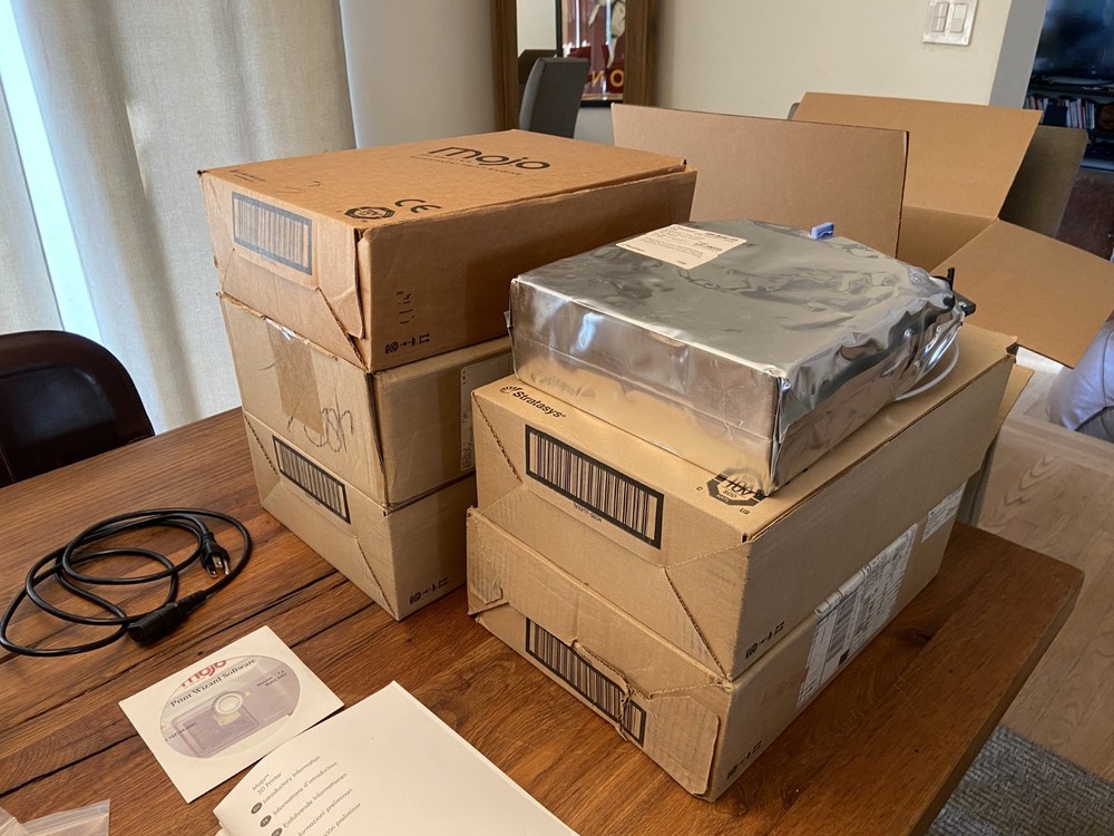 STRATASYS MOJO 3D DESKTOP PRINTER 690-10000 + QUICKPACK PRINT ENGINES + WAVEWASH