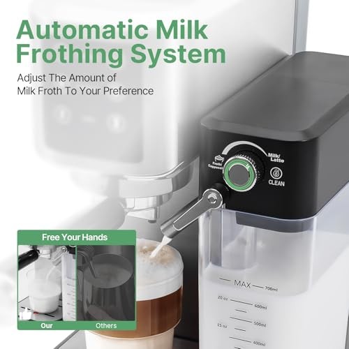 Espresso Machine 20 Bar, Touchscreen Espresso Maker with Automatic Milk Silver