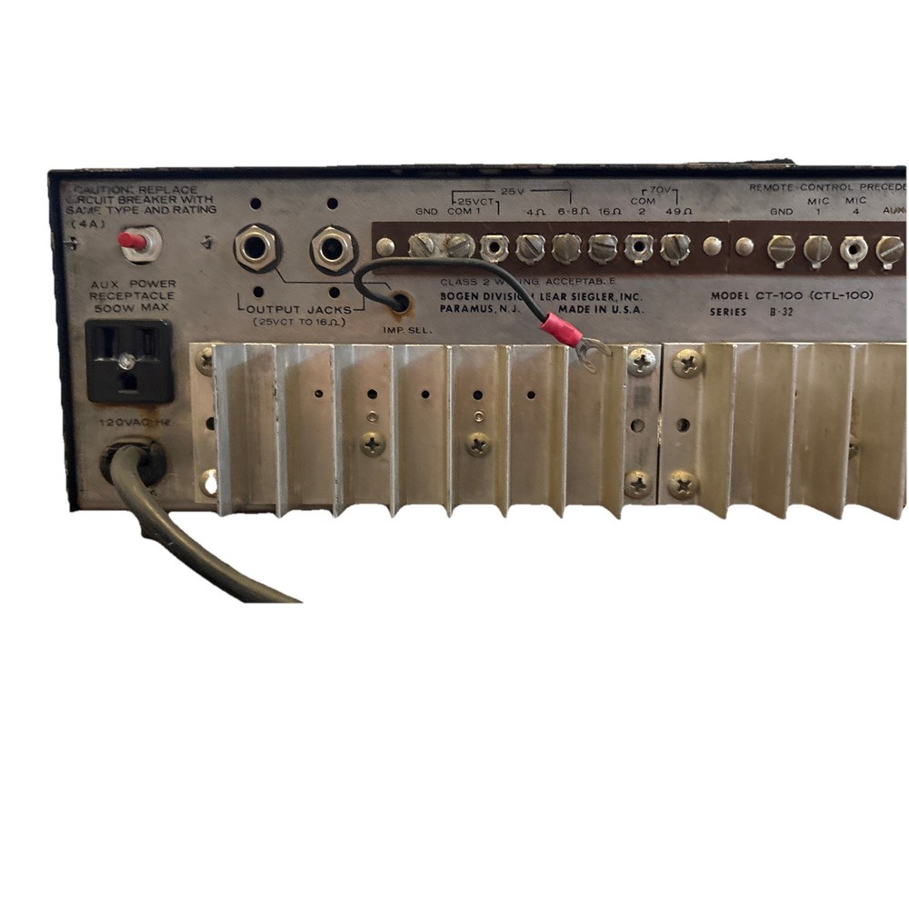 Bogen Acousta Master CT 100 Solid State PA Mixer Amplifier 70V 25V Tested