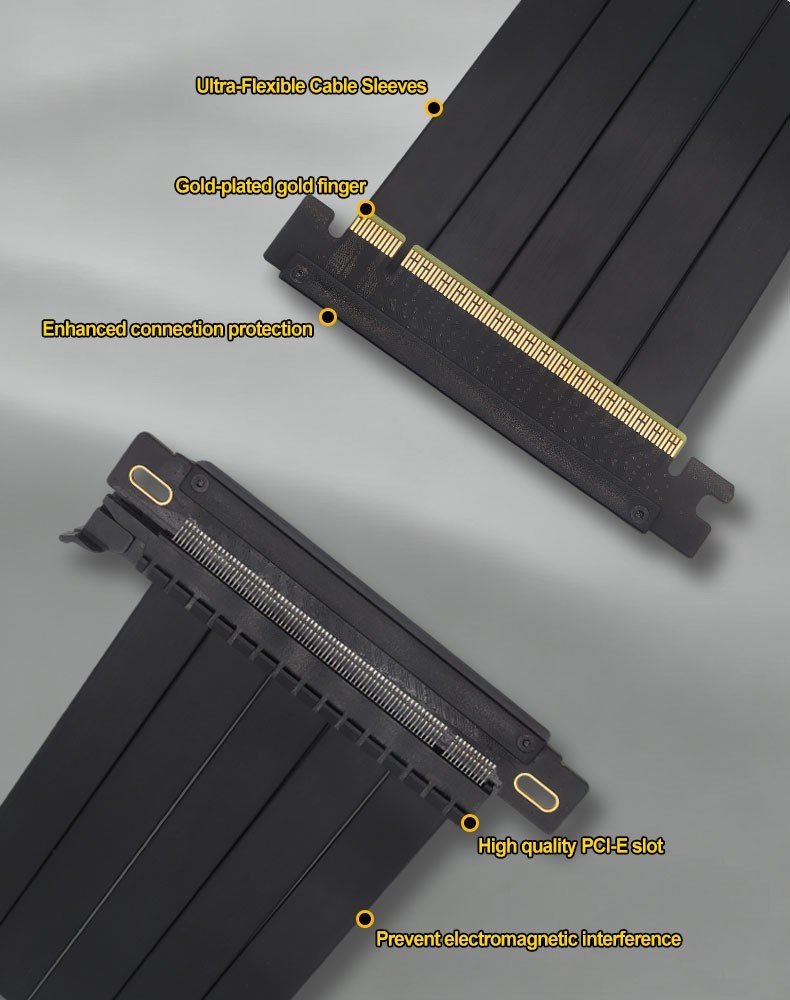 Pcie 4.0 x16 Riser Cable for Vertical GPU Mount, ITX Double Reverse, Length 20cm