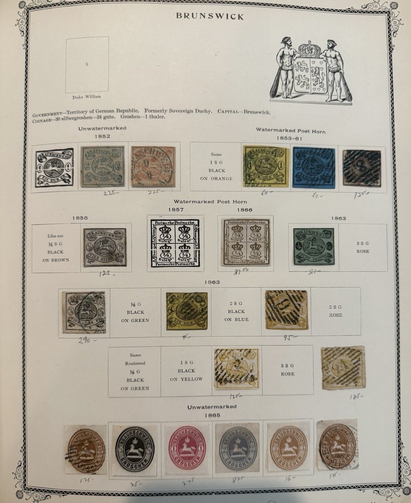 BRUNSWICK Postage Stamps From The Duchy Of Brunswick 1852, 1853-61, And 1863-65