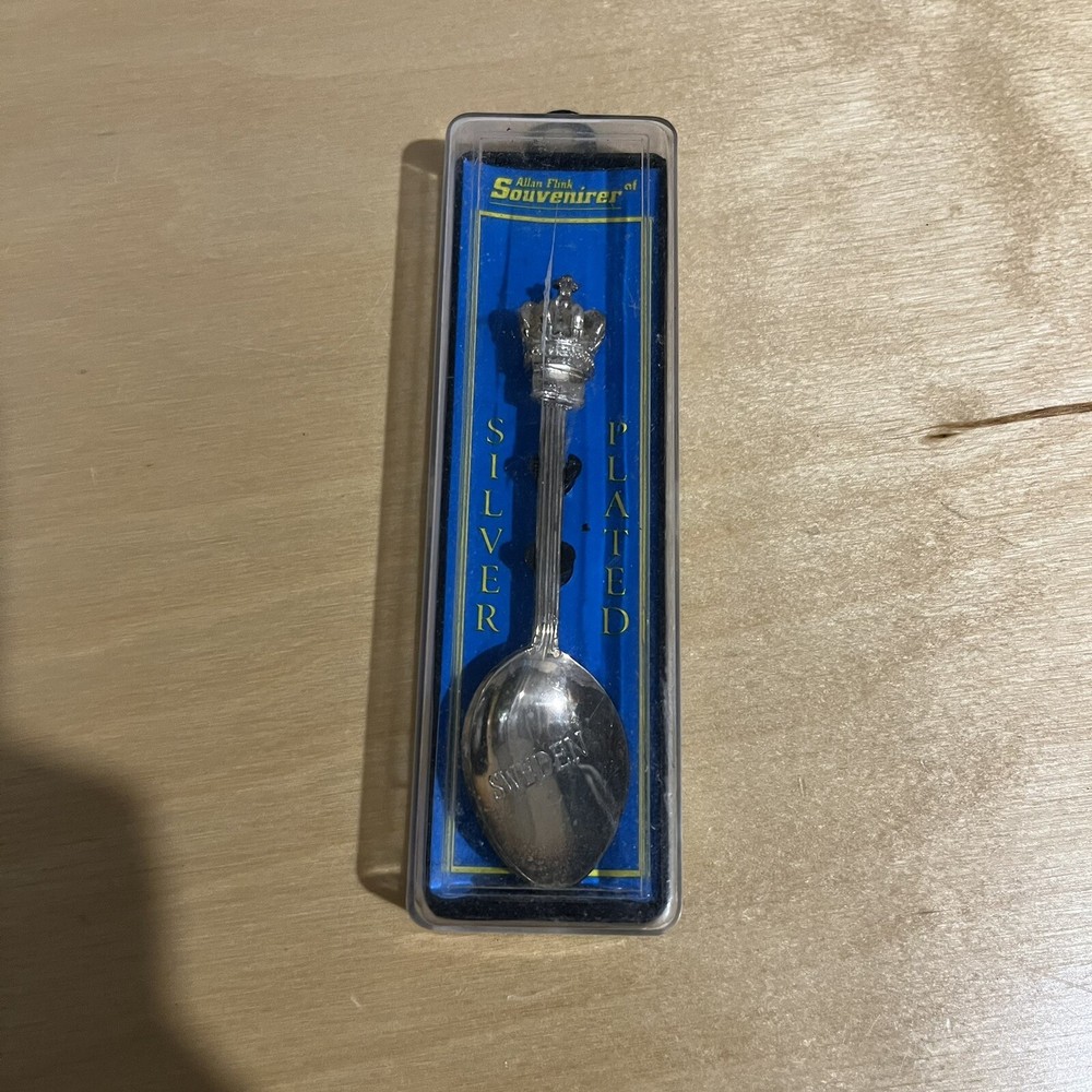 Silver Collectors Spoon Sweden stamp in Bowl Swiss Crown on handle w/box