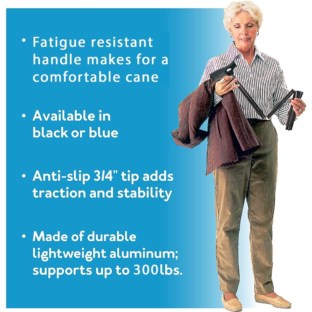 ProBasics Black Adjustable Folding Cane Durable and Portable