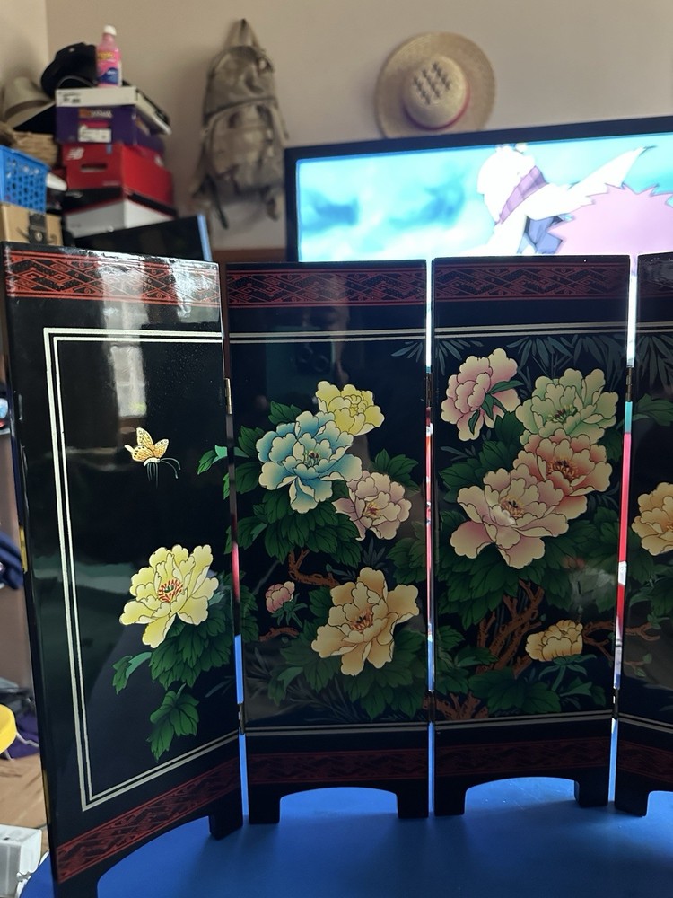 Decorations for the Home, 6 Panel Divider, Mini Folding Screen, Chinese Lacquerw