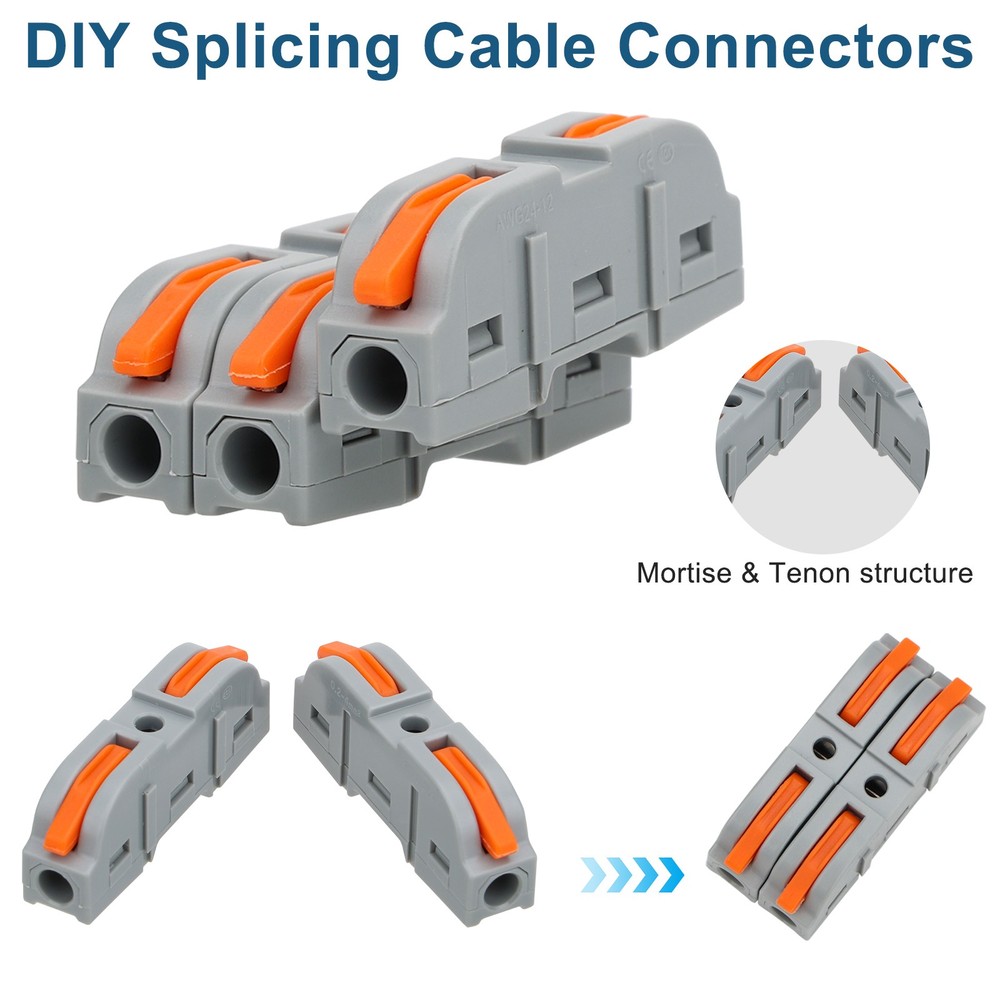 60 PCS 1 in 1 out Compact Wire Connectors Snap-On Terminal Solid & Stranded Wire