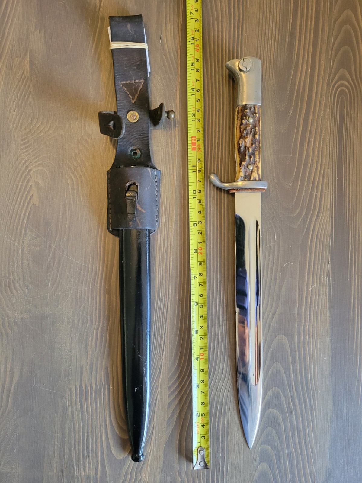 EXCELLENT! WWII German K98 Stag Handle Dress Bayonet by Rich.Abr.Herder Solingen