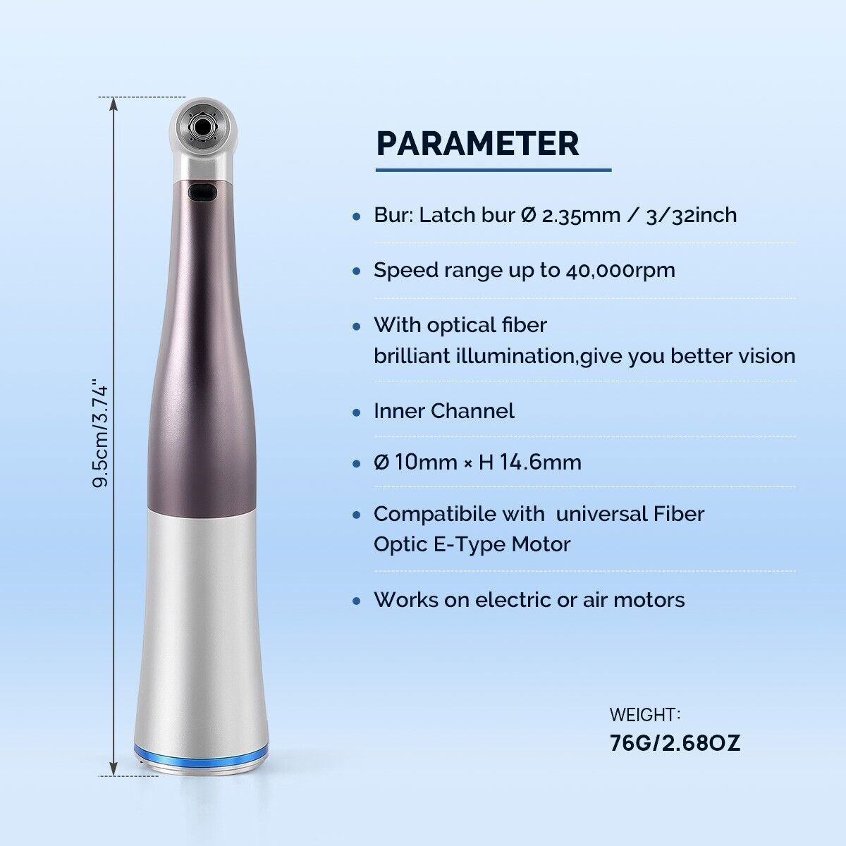 Pieza De Mano Dental Baja Velocidad 1:1 Led odontología Contra Angulo Tipo