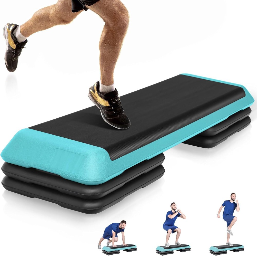 F2C 43 inch Aerobic Exercise Step Platform Adjustable Height Stepper Exercise