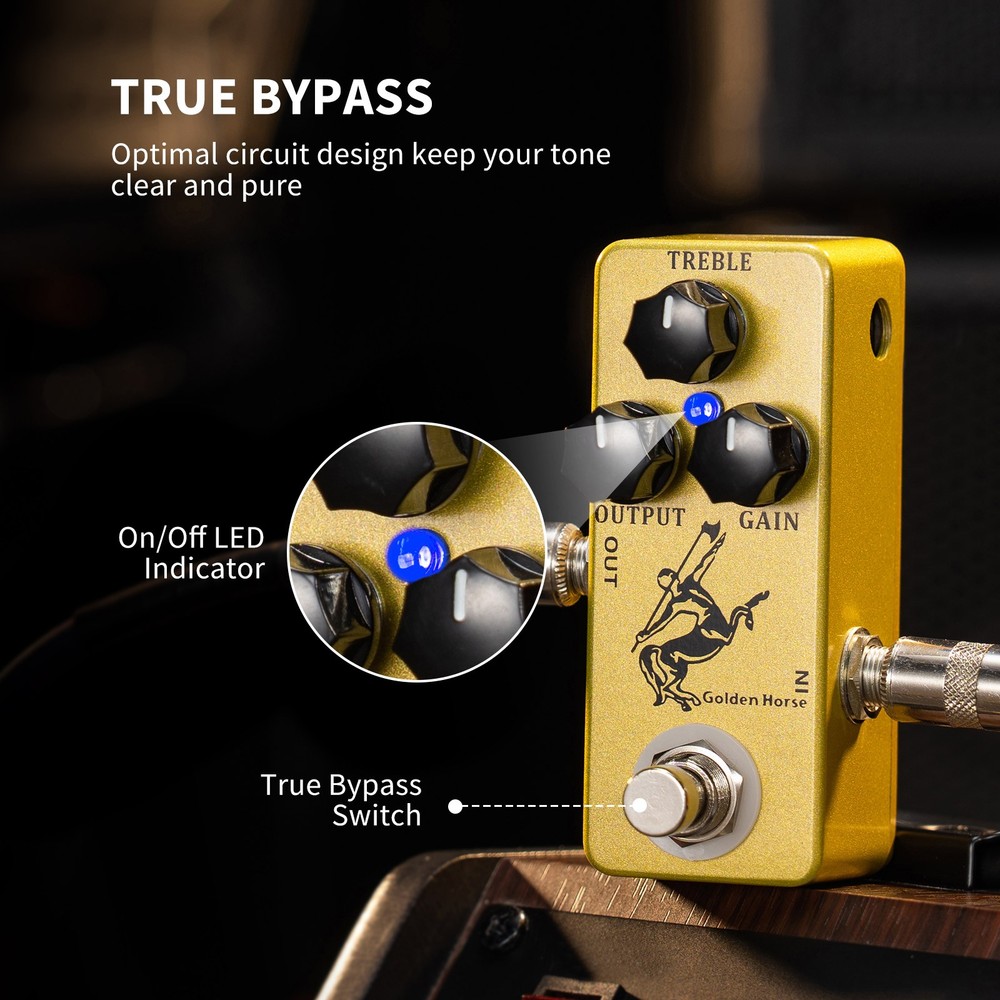 MOSKY Guitar Overdrive Boost Effect Pedal 3 Knobs True Bypass LED Light, US