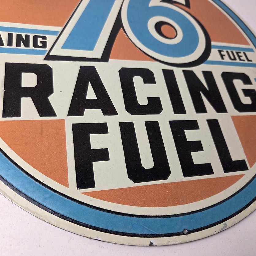Vintage Union 76 Gasoline Sign - Porcelain Racing Fuel Gas Service Pump Sign