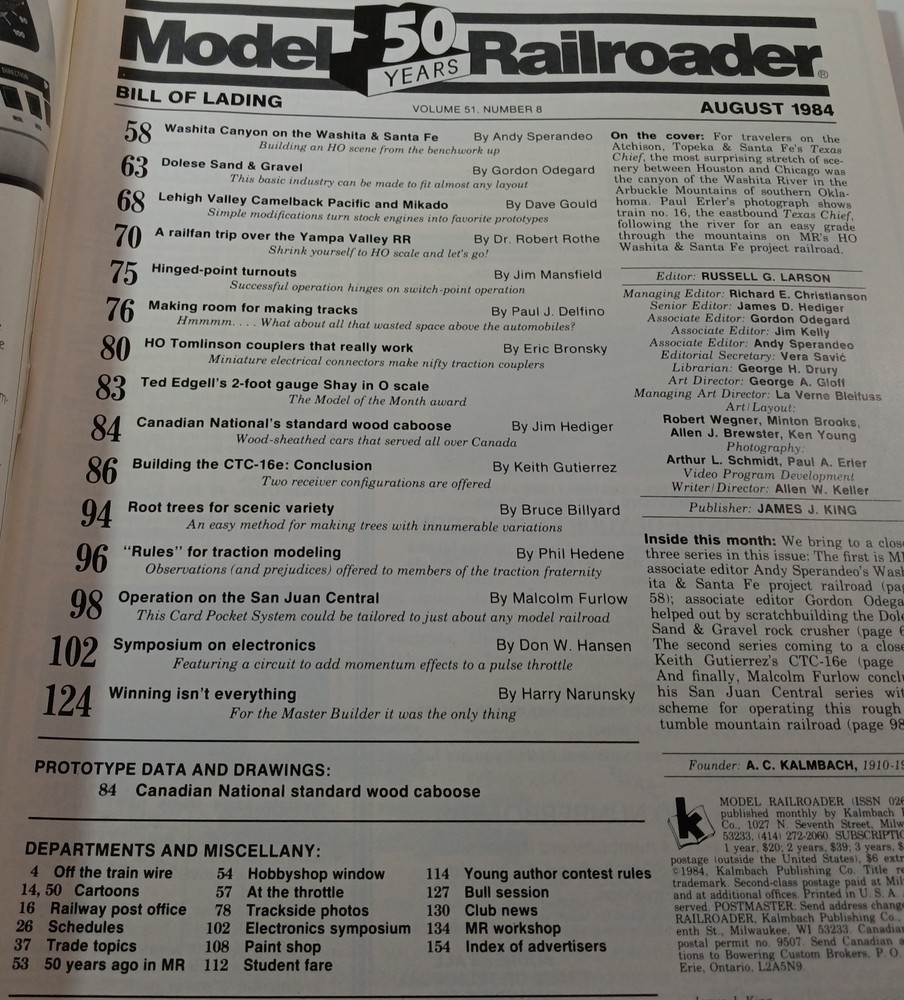 Model Railroader Magazine (August, 1984)