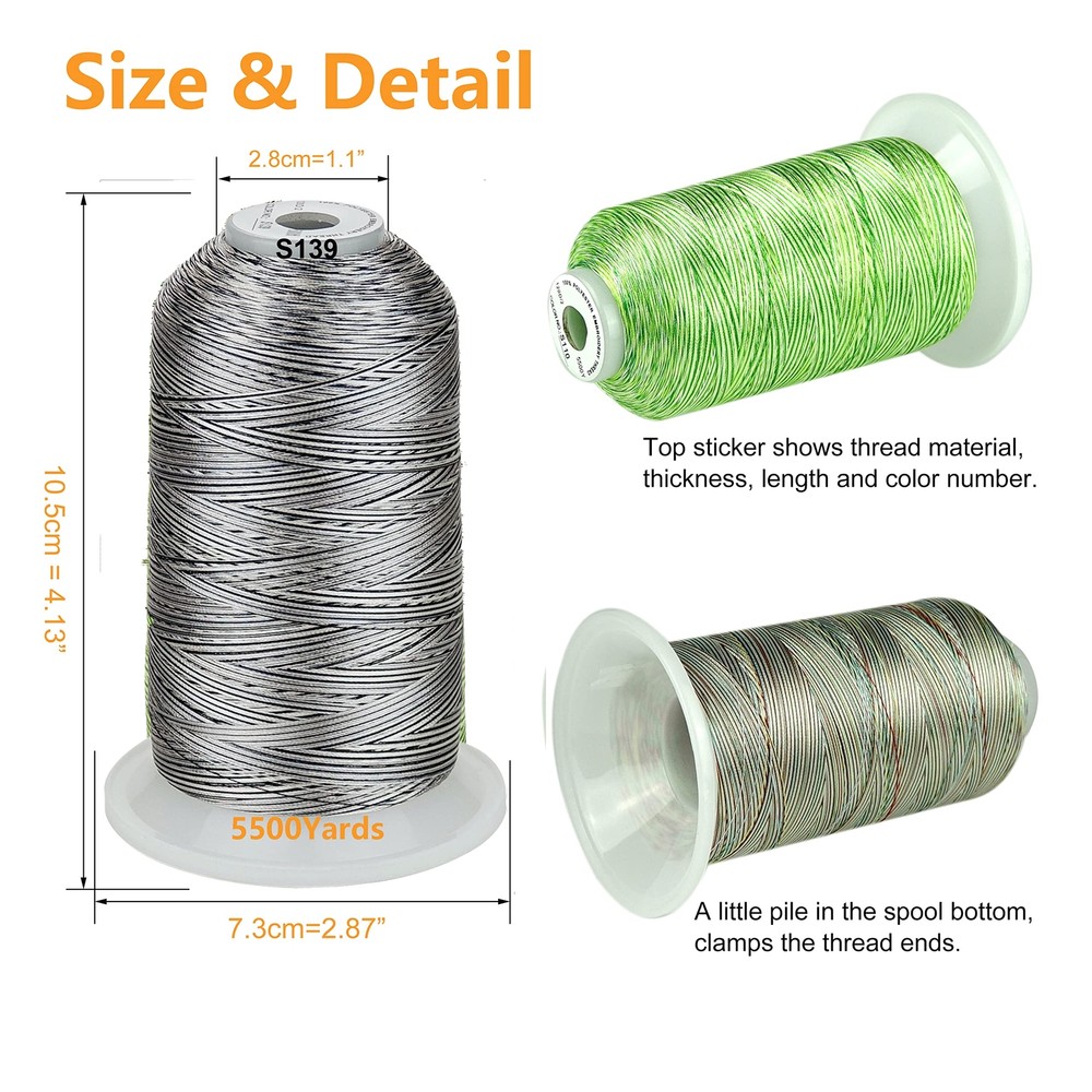 Variegated Polyester Embroidery Thread 5500Yards S149