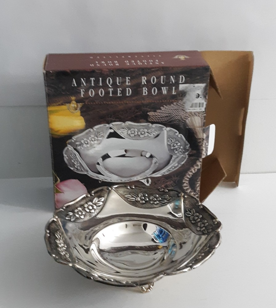 Antique Round  Footed bowl  Silver Plated