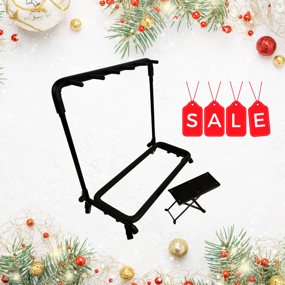 5 Guitar Stand Plus Foot Rest Bundle