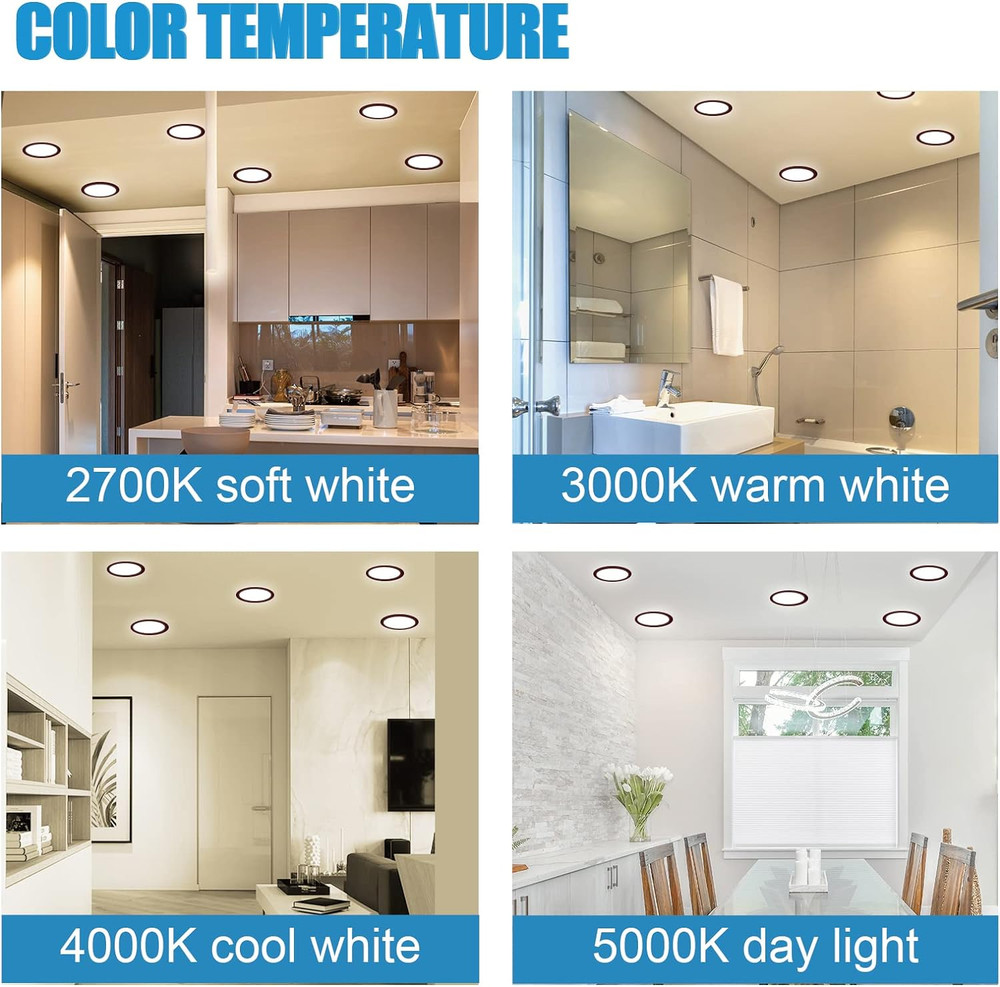 10 Pack 6" Dimmable LED Disk Light Flush Mount Ceiling Fixture for Home Improved